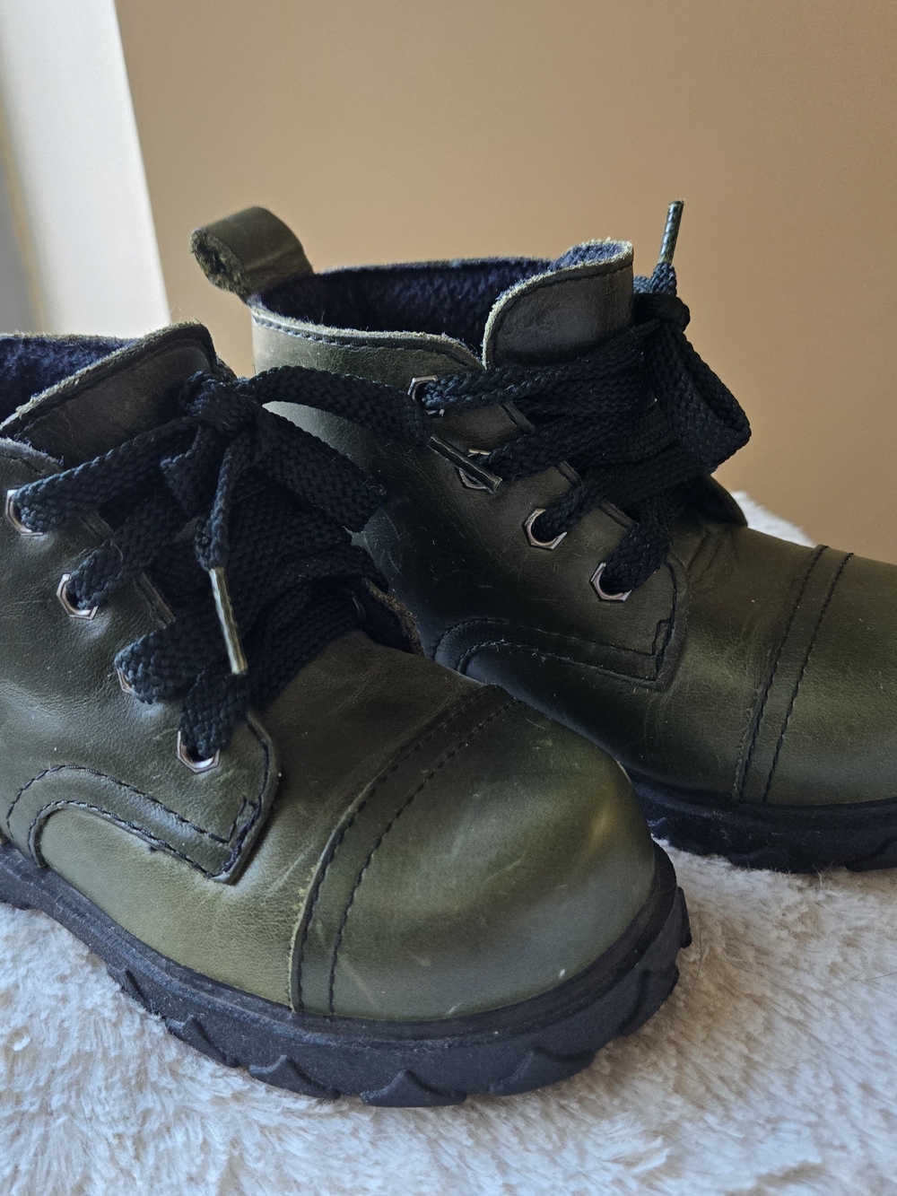 Stride Rite Kids Olive Green Lace-Up Ankle Boots